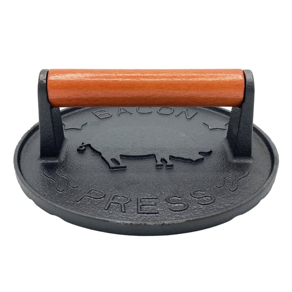 vivicreate 7 inch Diameter Griddle Press, Bacon Press, Grill Press, Burger Press,Meat Press, cast Iron Grill Press, Barbecue Press, Iron Press with Wooden Handle