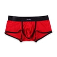 thumbnail image 3 of VONCOS Mens Sheer Mesh Boxer Briefs Low Rise Breathable Nylon Spandex Moisture Wicking Underwear Contrast Trim Waistband Red/Black Trim,Size M, 3 of 3