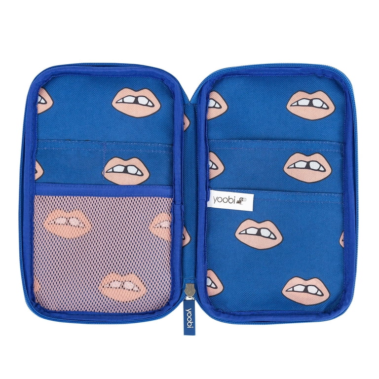 Yoobi Mesh Pocket Pencil Case - Blue School & Office Supply Organizer