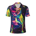 thumbnail image 2 of Daiia Neon Pop Art Pitbull Pattern Men’s Polo Shirts,Solid Deck Shirt,Classic Fit, Breathable Cotton Polo for Casual and Sport Wear-Small, 2 of 7