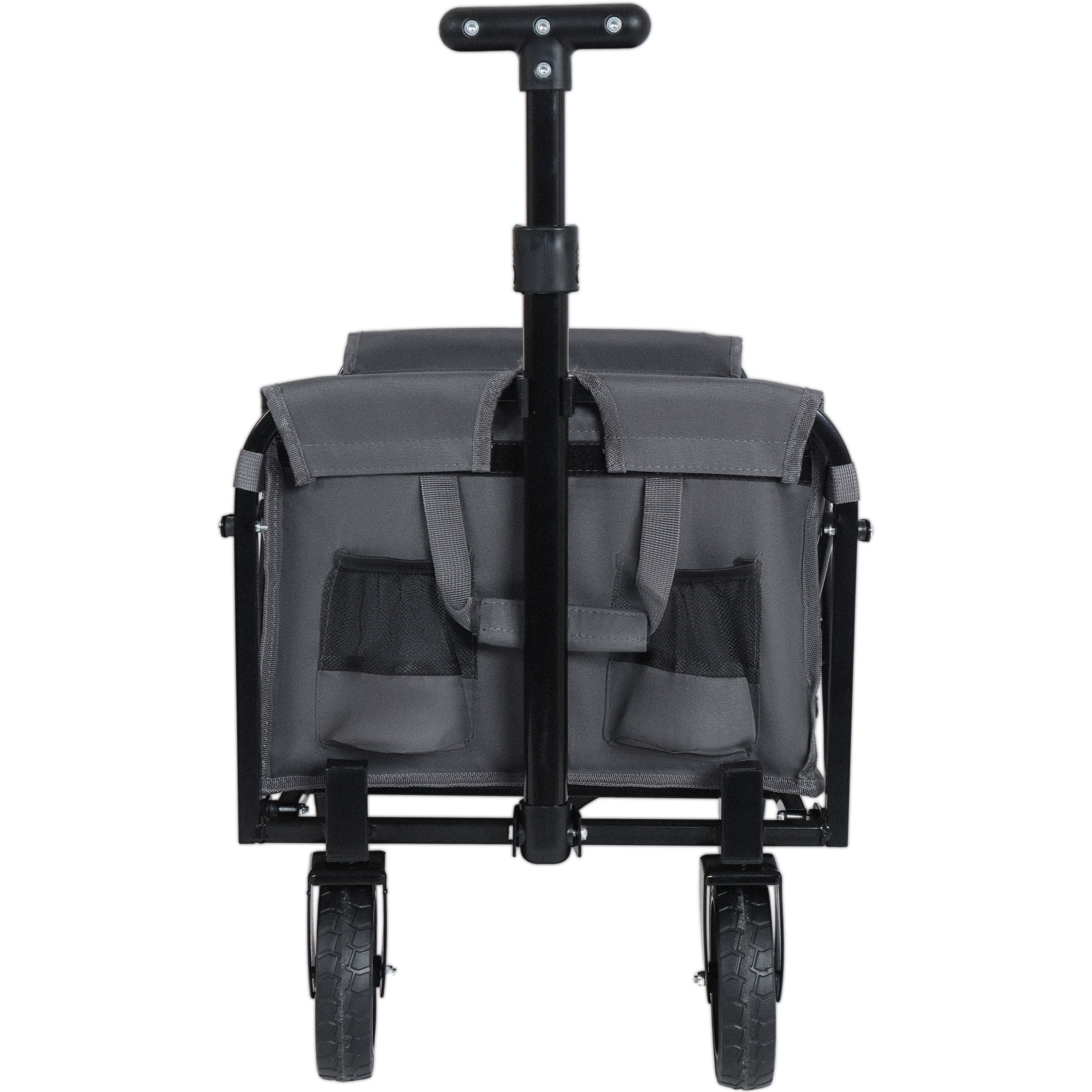 Dual-Layer Collapsible Wagon Cart with Expandable Storage 360° Swivel Wheels Heavy Duty Foldable Outdoor Utility Wagon for Beach Camping Garden