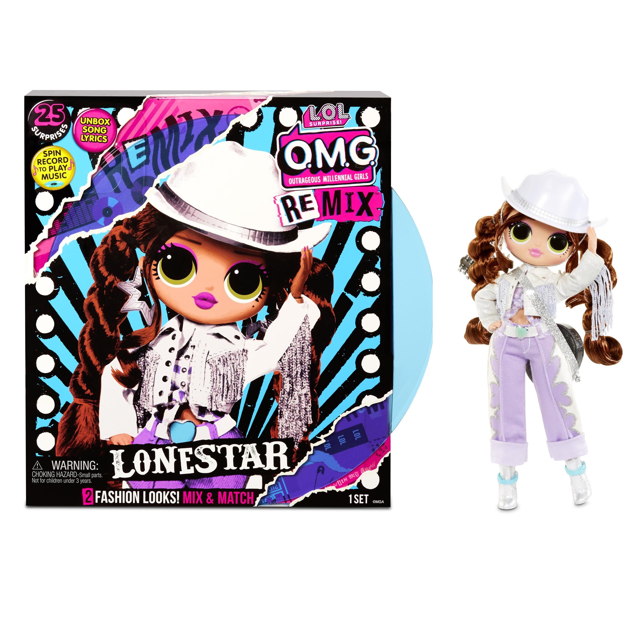 LOL Surprise OMG Remix Lonestar Fashion Doll with 25 Surprises Including  Extra Outfit, Shoes, Hair Brush, Doll Stand, Lyric Magazine, and Music  Record Player - Toys For Girls Ages 4 5 6+ 