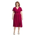 thumbnail image 2 of Terra & Sky Women's Plus Size Surplice Midi Dress, Sizes 0X-5X, 2 of 5