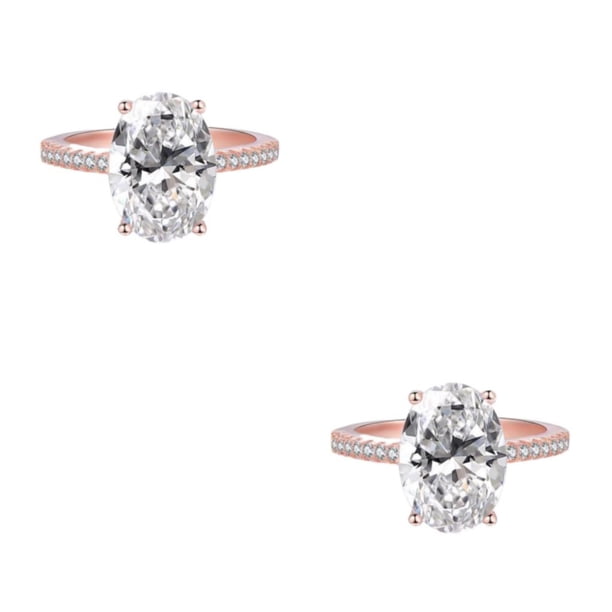 Qarigey Anillos de boda de lujo para mujer gemas elegantes exquisitas aleación oro rosa Número 5.1 2Conjunto
