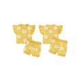 thumbnail image 3 of Aojekbee Baby Girls Summer 2 Piece Outfits Floral Print Ruffle Tank Tops and Elastic Shorts Set Fashion Cute Clothes, 3 of 10