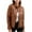Brown, variant on XZNGL Womens Casual Leather Jacket with Standing Collar Slim Fitting Jacket Solid Color for Women