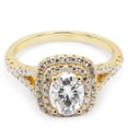 thumbnail image 3 of AFFY 1 1/2 ct. t.w Center 5X7MM Oval Cut Lab Created Moissanite Diamond Double Halo Engagement Ring For Women In 14K Yellow Gold Over Sterling Silver ( VVS1 Clarity, 1.50 Cttw)-6, 3 of 6