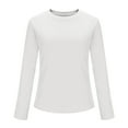 thumbnail image 4 of SELONE Thermal Undershirt for Women Tops Crewneck T-Shirt Long Sleeve Pullover Soild Tight Bottom Home Clothes White, 4 of 7