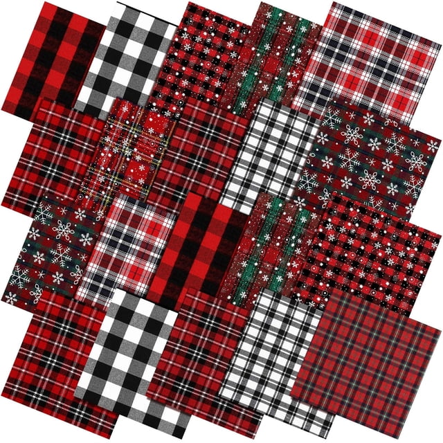 Tela Vintage Fanfanwin de Navidad 60 Piezas 25,4 x 25,4 cm