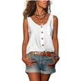 thumbnail image 3 of YUEJUIR Womens Tank Tops Women Button Down Tank Tops Scoop Neck Sleeveless T Shirts Blouses Loose Pocket Tank Top for Women Womens Summer Tops Dressy Tank Tops for WomenWhite, 3 of 5