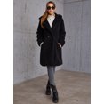 thumbnail image 3 of Eilly Bazar Black Teddy Coat for Women Long Sleeve Female Double Button Midi Coat M, 3 of 5