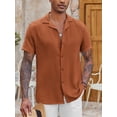 thumbnail image 4 of COOFANDY Mens Cuban Guayabera Shirts Short Sleeve Linen Shirt Loose Fit Camp Collar Shirt, 4 of 7