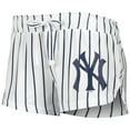 thumbnail image 4 of Women's Concepts Sport White New York Yankees Reel Pinstripe Tank Top & Shorts Sleep Set, 4 of 5