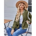 thumbnail image 3 of Zeagoo Women's Varsity Jacket Lightweight Bomber Jackets Spring 2 Pockets Button-up Casual Moto Fashion Baseball Outwear, 3 of 6