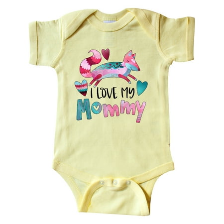 

Inktastic I Love My Mommy Pink and Blue Fox with Hearts Gift Baby Boy or Baby Girl Bodysuit