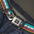 thumbnail image 2 of Buckle-Down Belt, Seatbelt Buckle Belt, Aztec Pattern Seafoam Green White Pink Lime Green Black, 34 to 52 Inches, 2 of 9