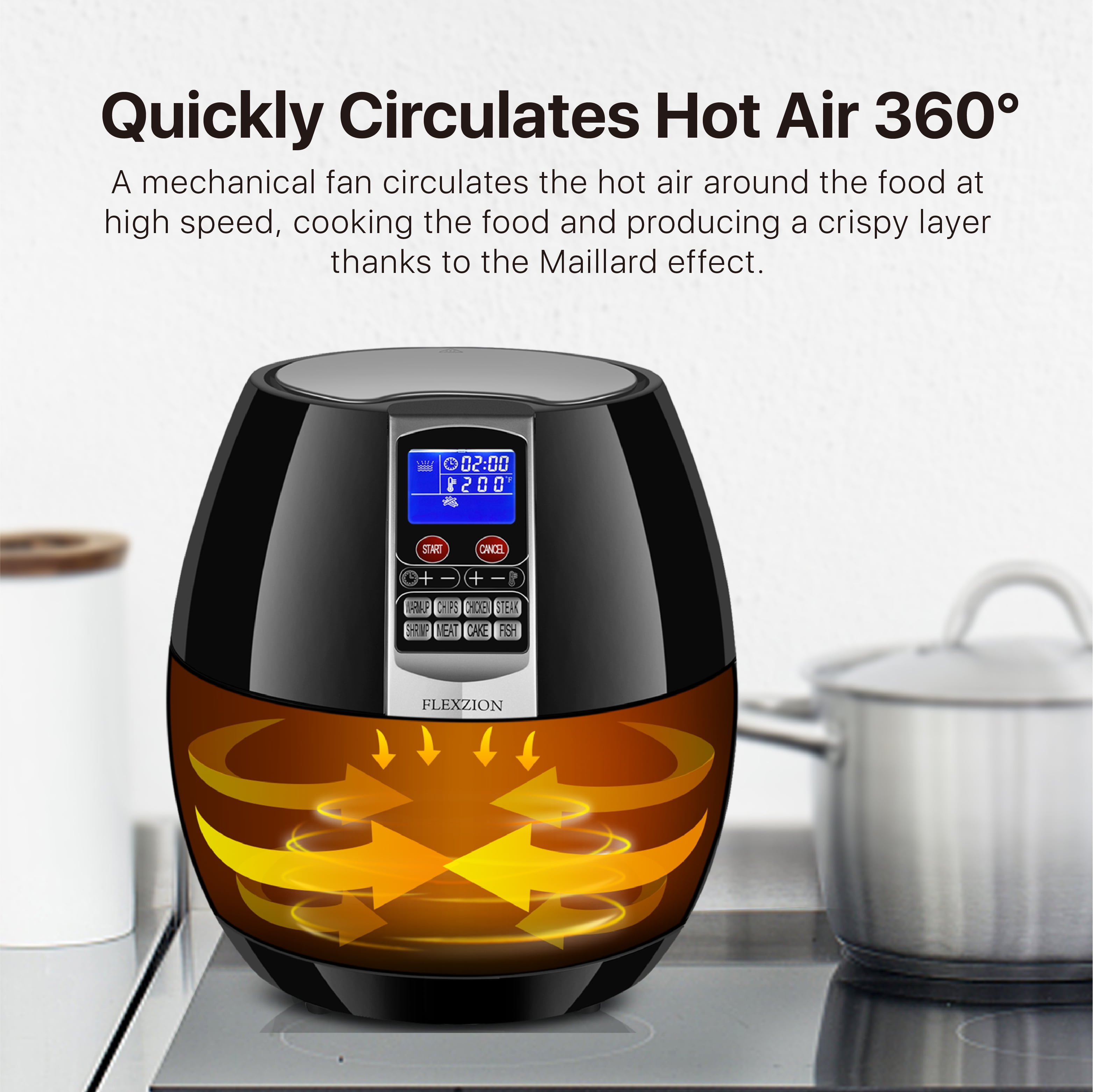 New House Kitchen Digital 3.5 Liter Air Fryer w/ Flat Basket, Touch Screen  AirFryer, Non-Stick Dishwasher-Safe Basket, Use Less Oil For Fast Healthier  Food, 60 …