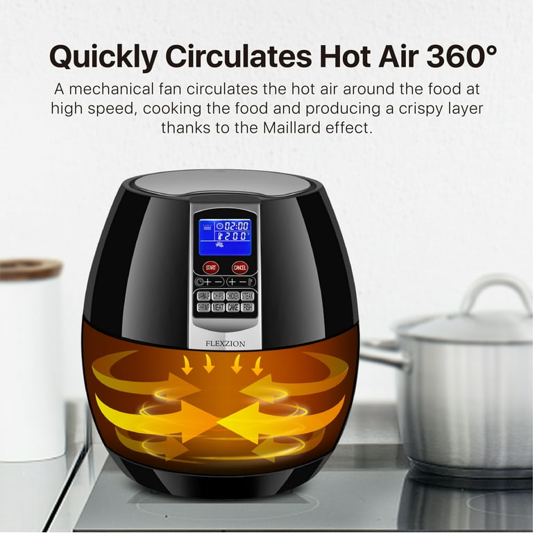 Deco Chef XL 14.5 Cup 3.7 qt Digital Air Fryer Cooker with 7 Smart Programs, Healthy Oil Free Cooking, LED Touch Screen, Non-Stick Coated Basket.