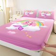 thumbnail image 3 of Homewish Kawaii Mermaid Princess Queen Sheet Sets,Colorful Rainbow Flat Sheet,Magic Cartoon Animal Queen Fitted Sheet For Girls,Ultra Soft Home Decor,4 Pieces, 3 of 7