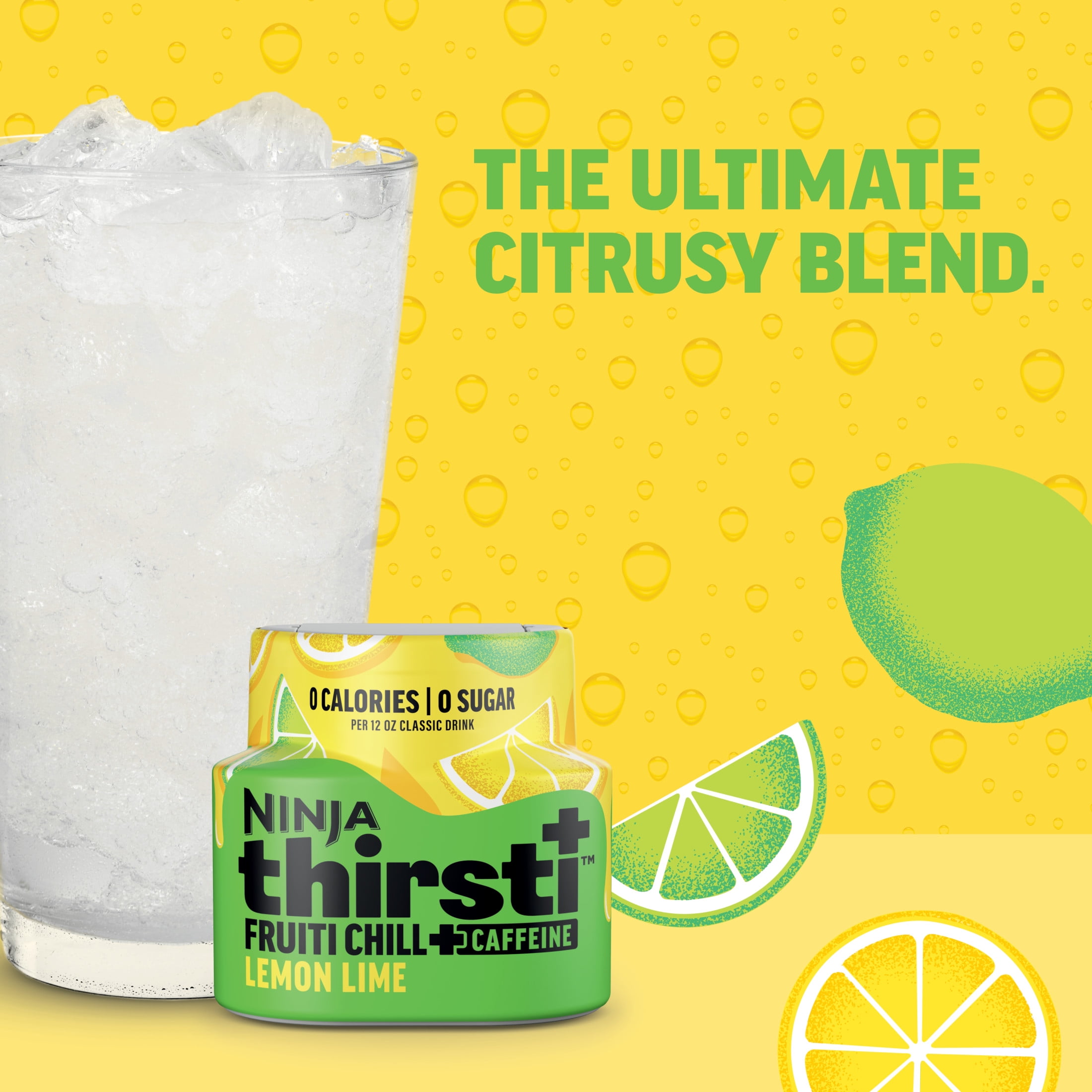 (2 pack) Ninja Thirsti FRUITI CHILL + CAFFEINE Lemon Lime Flavored Liquid Water Drops, 1 Flavor Pod, WCFLELI61