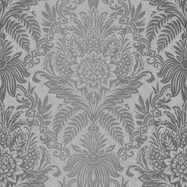 Crown Signature Grey Damask Unpasted Paper Wallpaper, 20.5-in by 33-ft, 56.4 sq. ft.