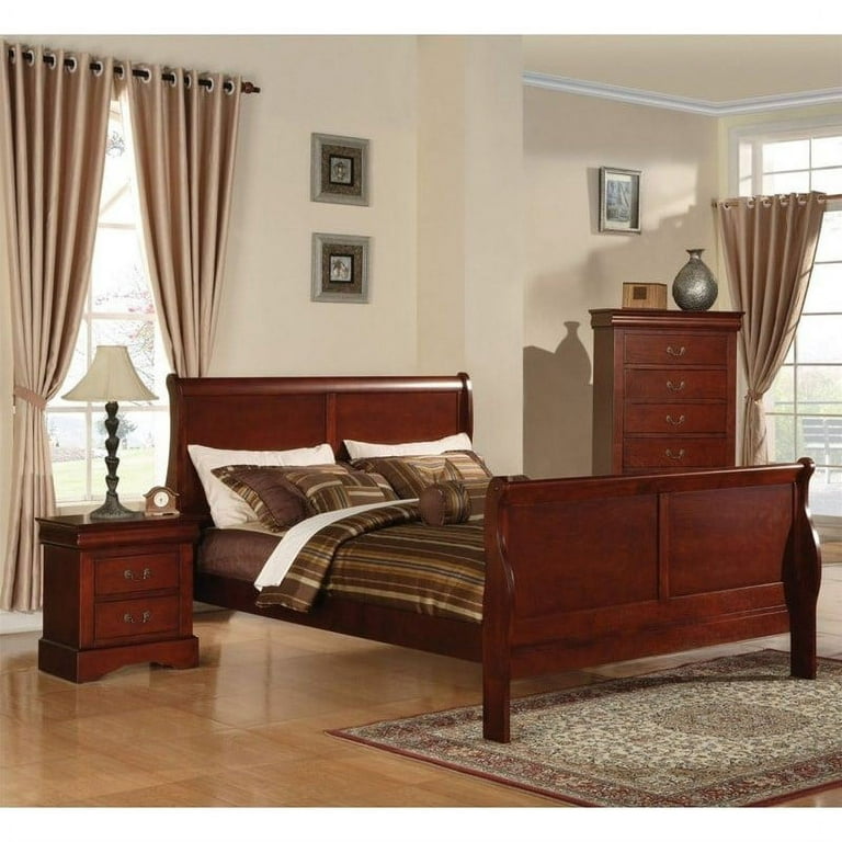 Home Square 2 Piece Louis Philippe III Wood Nightstand Set in Cherry, 1 -  Baker's
