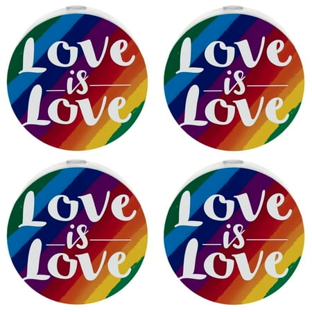 

LED Night Lights Plug into Wall 4-Pack 0.5W Plug in Night Light Dusk to Dawn White Bright Nightlight for Bedroom Bathroom Hallway Kitchen Rainbow Love Is Love