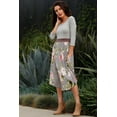 thumbnail image 3 of Grey Floral with Mocha Band Midi Dress, 3 of 5