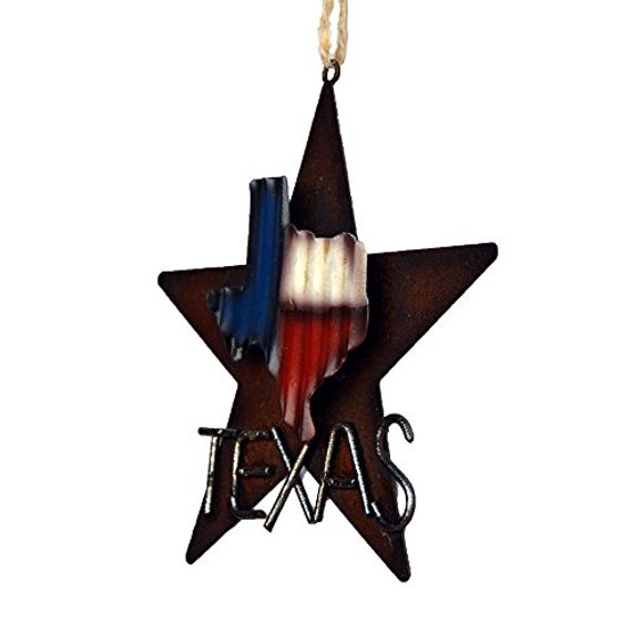 Deleon Colecciones Western Rustic Star Lone 3 -D Texas Mapa de Navidad Adorno de Navidad - Metal/estaño - o colgante de árbol o pared APOWUS Ver descripción