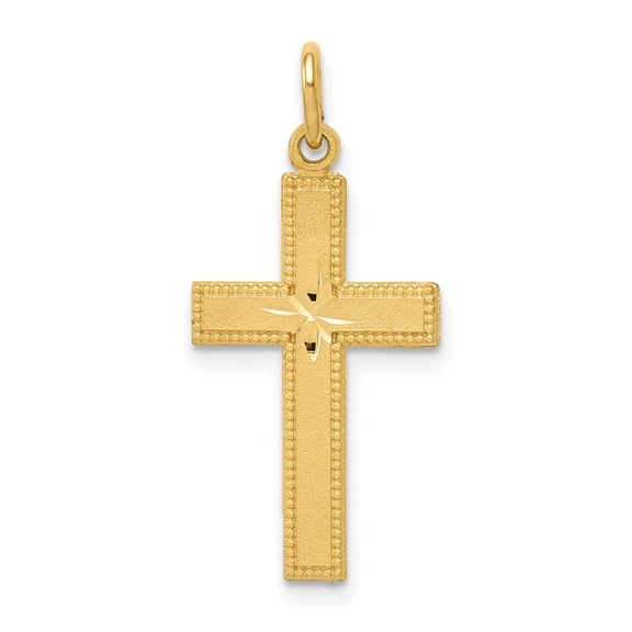 Finest Gold 10K Diamond-cut Cross Pendant