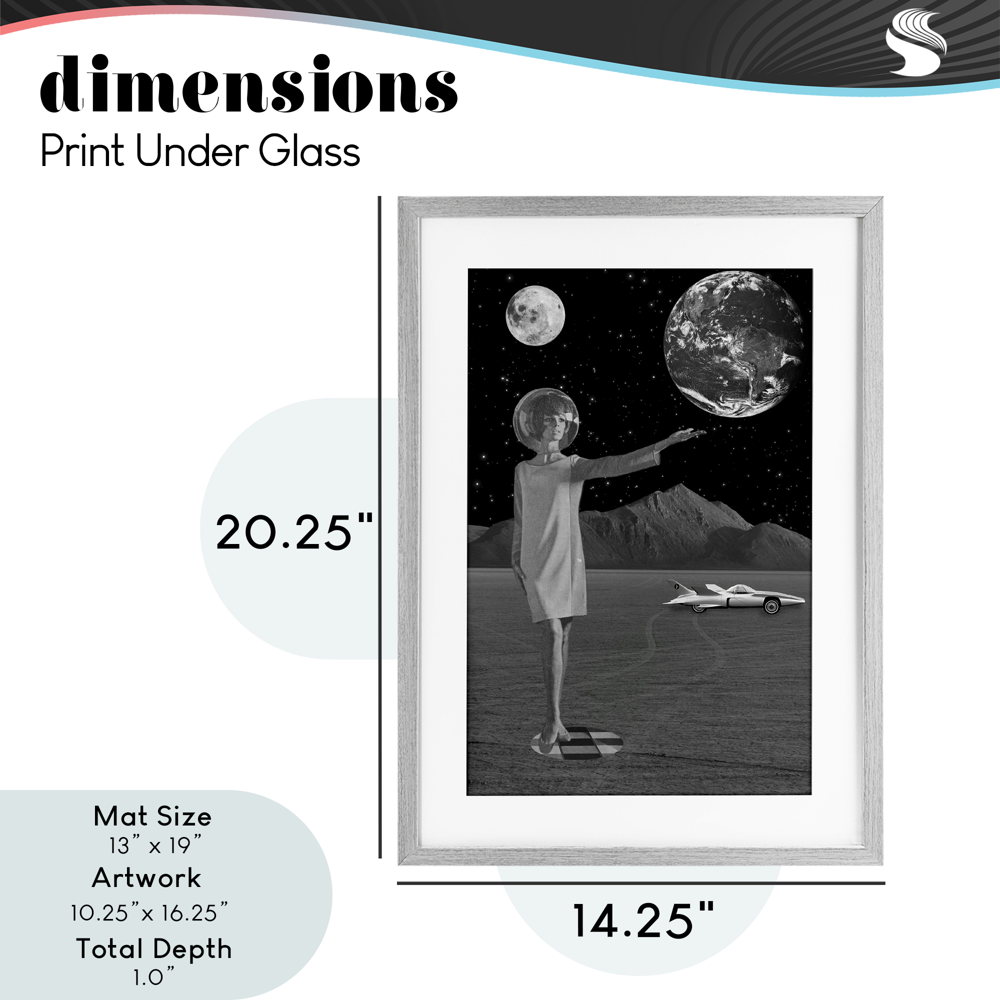 On A Mission Retro Space Gray Framed Print Under Glass, design by Elo Marc