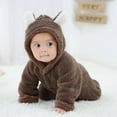thumbnail image 5 of Newborn Baby Bear Warm Snowsuit, Fleece Cute Unisex Hooded Onesies Romper Jumpsuit Winter Clothes, 5 of 6