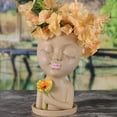 thumbnail image 4 of Resina Cabeza Humana Estatua Maceta Adorno Chica Arreglo Floral Florero (Caqui) Tmvgtek Libre de BPA, 4 of 8