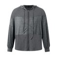 thumbnail image 4 of Hoodies for Women Trendy Fall Winter Loose Fit Hooded Long Sleeve Puff Cold Shoulder Drawstring Solid Color Leisure Polyester Sweatshirt Sweatshirts(Grey,XL), 4 of 6