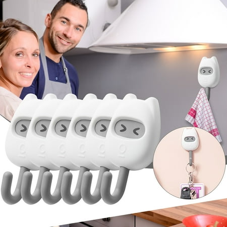 

Immutable Face Hook Kitchen Storage Wall Hanging Free Punch No T Race Hanger Strong Glue Hook Small 6pc