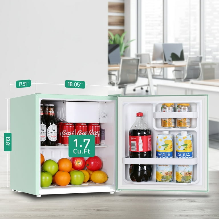 Mini Fridge with Freezer. 1.7 Cu.Ft Small Refrigerator, 6 Adjustable  Thermostat Control, One-Touch Defrost, Reversible Doors Design, Dorm/Office/Home  Refrigerator, Green With Handle 