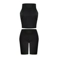 thumbnail image 5 of WCMZJ Workout Sets for Women 2 Piece Seamless Ribbed Crop Tank Top Sport High Waist Biker Shorts GYM Yoga Exercise Outfits Black XL, 5 of 6