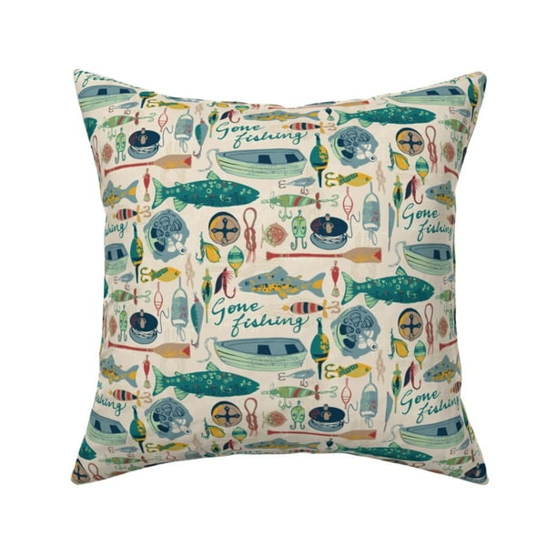 Fishing Boat Fisherman Fish Throw Pillow Cover W Optional Insert By Roostery Walmart Com Walmart Com