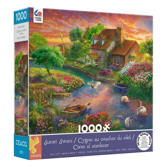 Ceaco Sunset Swans 1000 Piece Interlocking Jigsaw Puzzle