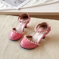 thumbnail image 2 of Ymyiu Flower Girl Shoes Girls Dress Shoes Princess Crystal High Heels Closed Toe Party Wedding Flower Girls Shoes Toddler Little Big Kid Size 1.5 (Pink,Big Kids 1.5), 2 of 6