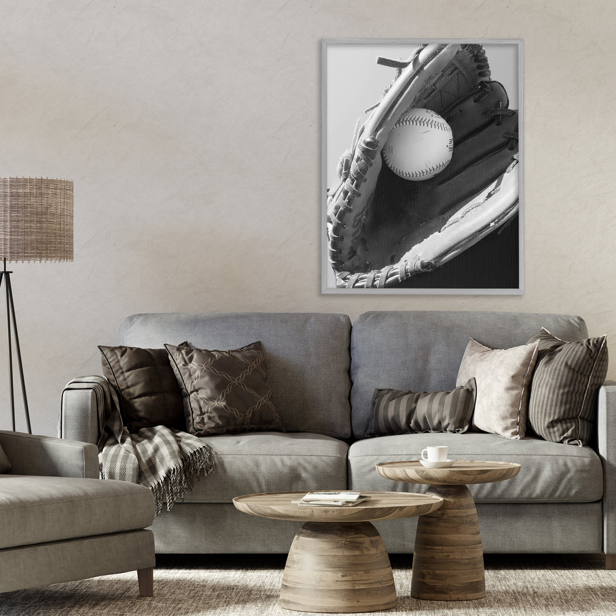 Stupell Industries Nice Catch Baseball Gray Framed Giclee Art, design by Marcus Prime