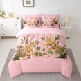 thumbnail image 3 of Feelyou Cartoon Tiger Wildlife Twin Bedding Sets 7-Piece, Palm Leaf Botanical Bedding Comforter Set, Teens Kids Boys Girls Reversible Sheet Sets, Breathable Home Decor, 3 of 9