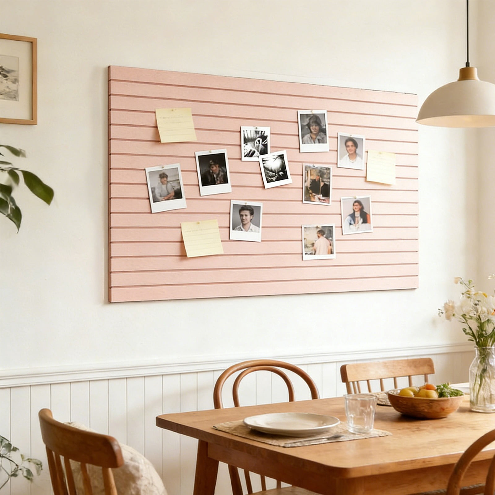 Bulletin Board 6 Pack, Perpendicular Fluted Fabric, Peel and Stick, No Nails, Photo Note Pin Board for Home Office Living Room Entryway