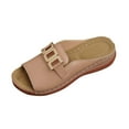 thumbnail image 2 of USSUMA Womens House Slippers Women's Fashion Casual Summer New Buckle Wedge Heel Open Toe Metal Buckle Fish Mouth Beach Sandals Women's Waterproof Shower Slides Tax Free Weekend, 2 of 7