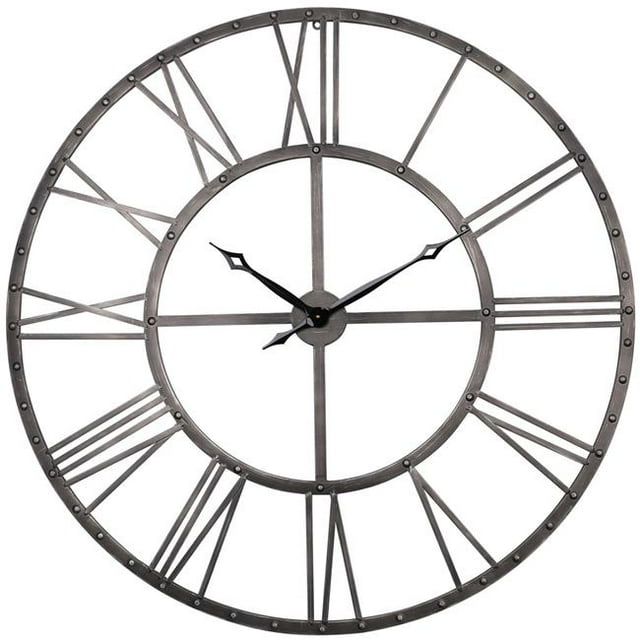 Utopia Alley CL43GY 43.5 in. Rivet Roman Industrial Oversize Wall Clock, Gray