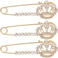thumbnail image 1 of Ensemble de Broche de Sécurité Dorée 3 Pcs pour Femmes, Épingles de Mode 2.6X0.8in, 1 of 8