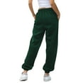 thumbnail image 6 of Women's High Waisted Baggy Wide Leg Joggers with Pockets, Elastic Waist Waffle Knit Comfy Casual Workout Pants for Petite and Plus Size Green L, 6 of 9