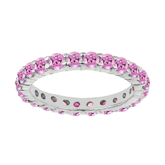 Sterling Silver with Natural Pink Sapphire Eternity Band Ring