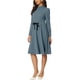 thumbnail image 4 of INSPIRE CHIC Vestido Midi de Punto Elegante con Cuello Mock y Manga Larga para Mujer, Cintura Ajustable, Color Gris, 4 of 6