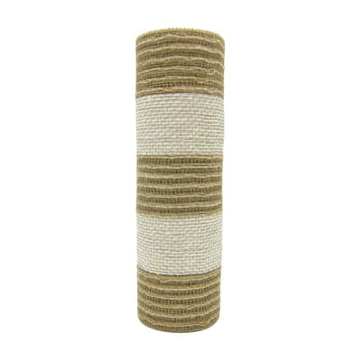 12 Pack: 10" x 6.3yd. White & Natural Striped Mesh by Celebrate It